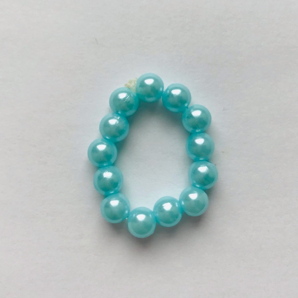 Handmade Light Blue Pearl Beaded Ring